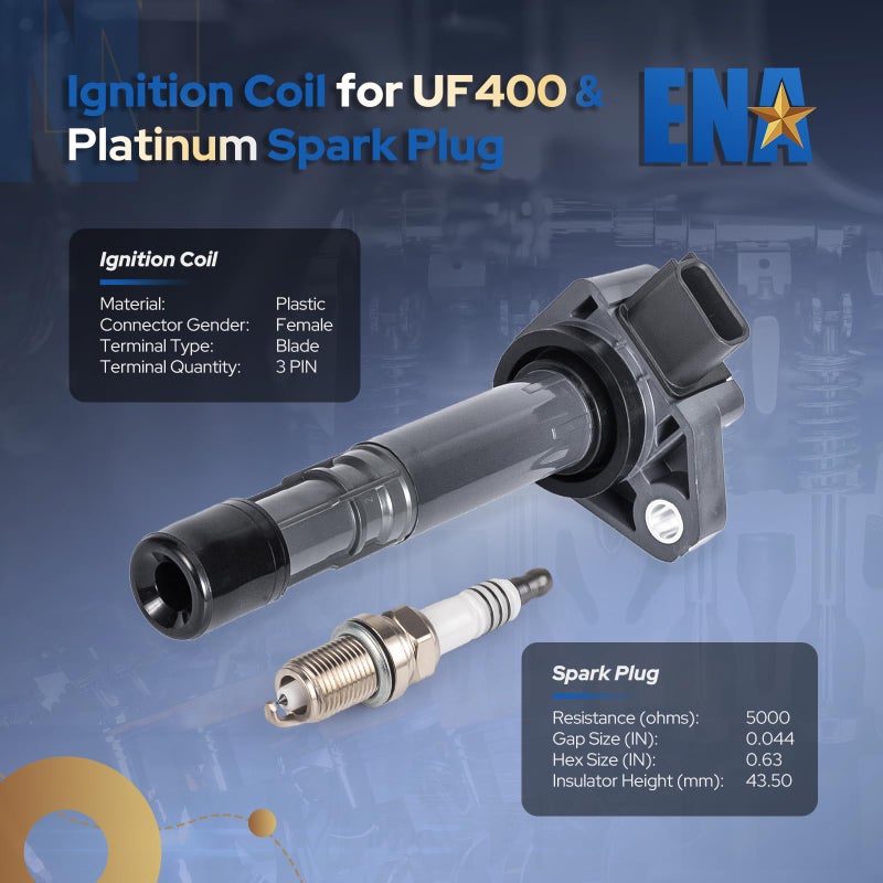 ENA Set of 6 Ignition Coil Pack with Spark Plug 3.5L V6 2001 2002 2003 2004 2005 2006 2007 2008 Compatible with Acura Honda Saturn MDX Pilot Vue Ridgeline Coils Plugs for UF400 C1460 4503 PK16TT - Image 2